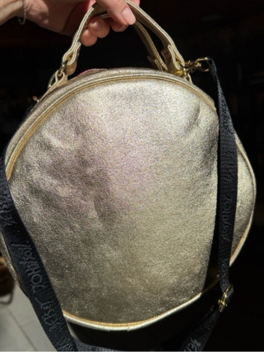 Betsey Johnson Pink Glitter Sprinkle Donut Novelty Crossbdy Top Handle Lunch Bag - Picture 2 of 6